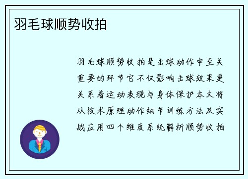 羽毛球顺势收拍